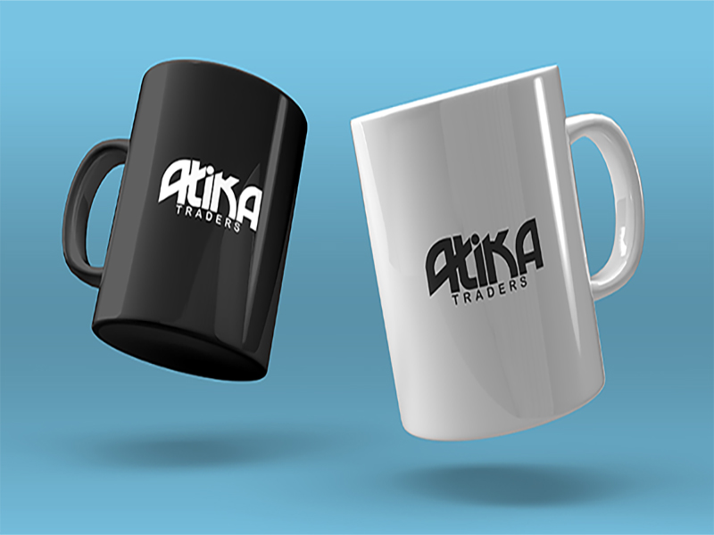 atika trader mugs on blue background